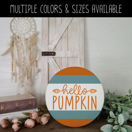 Hello Pumpkin with Leaves Vinyl Decal/Sticker