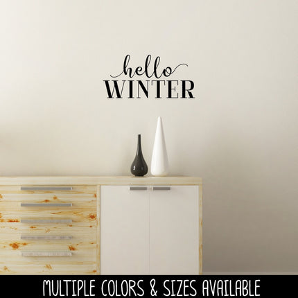 Hello Winter Cursive w/tails Vinyl Decal/Sticker