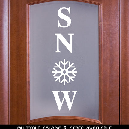Vertical SNOW with Snowflake Vinyl Decal/Sticker