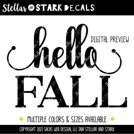 Hello Fall Cursive Stacked Vinyl Decal/Sticker