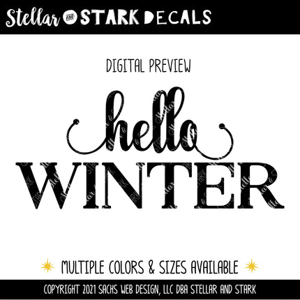 Hello Winter Cursive Stacked Vinyl Decal/Sticker