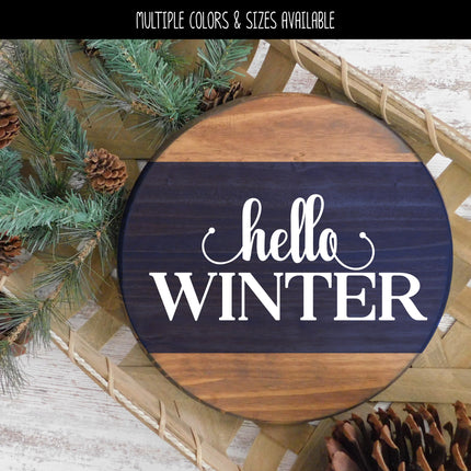 Hello Winter Cursive Stacked Vinyl Decal/Sticker