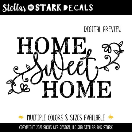 Floral Home Sweet Home Vinyl Decal/Sticker