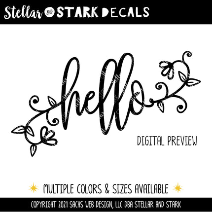 Floral Hello Vinyl Decal/Sticker