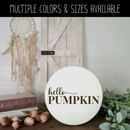 Hello Pumpkin Cursive w/Tail Stacked Vinyl Decal/Sticker