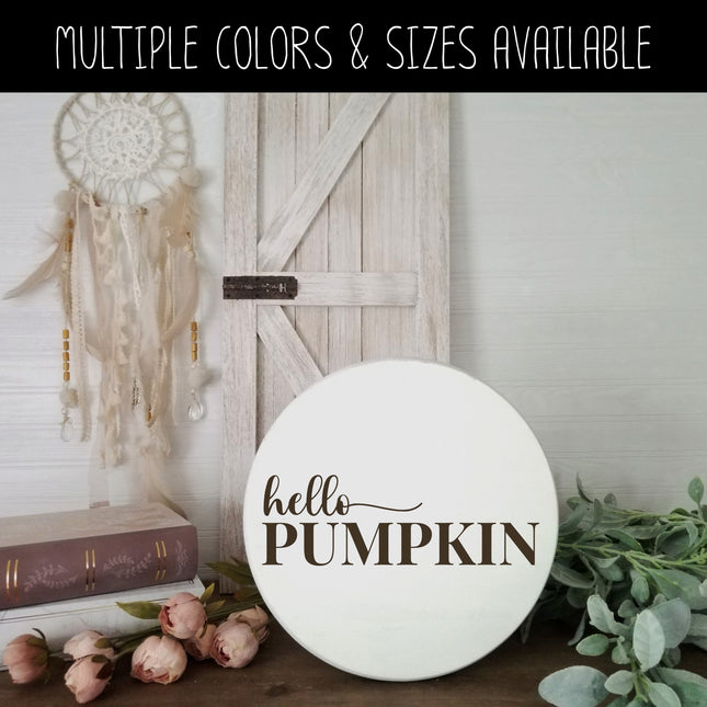Hello Pumpkin Cursive w/Tail Stacked Vinyl Decal/Sticker