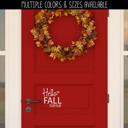 Hello Fall w/Hugs & Kisses Vinyl Decal/Sticker