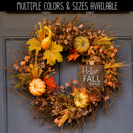 Hello Fall w/Hugs & Kisses Vinyl Decal/Sticker