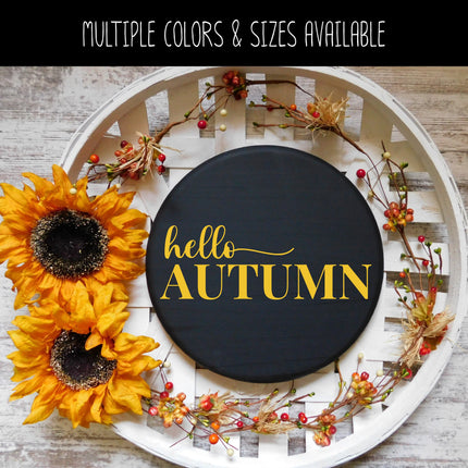 Hello Autumn Cursive w/Tail Vinyl Decal/Sticker