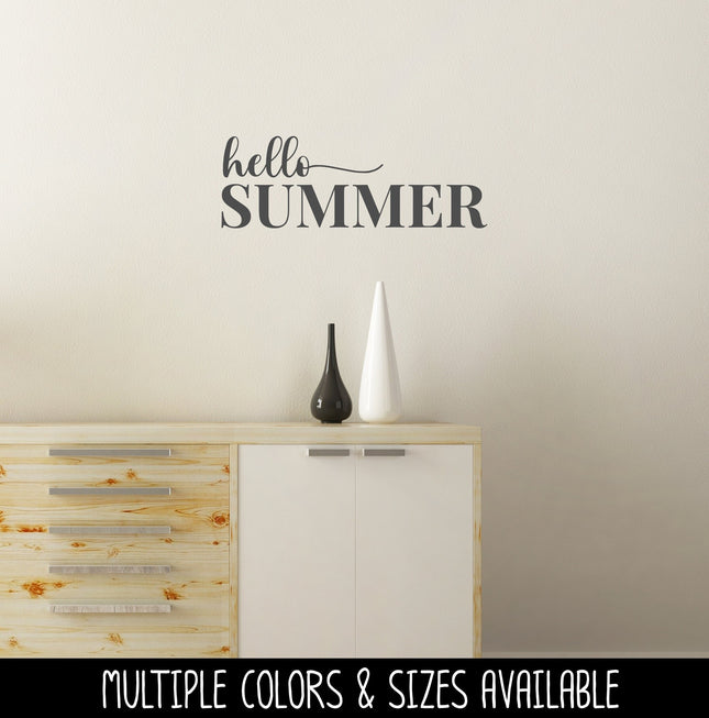 Hello Summer Cursive w/tail Vinyl Decal/Sticker