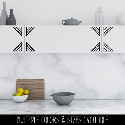 Decorative Striped Corner Vinyl Decal/Sticker - Set of 4 Corners -