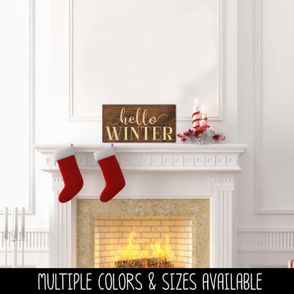 Hello Winter Cursive w/tails Vinyl Decal/Sticker