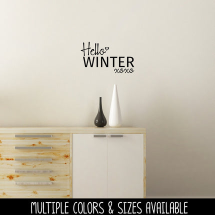 Hello Winter w/ Hugs & Kisses Vinyl Decal/Sticker