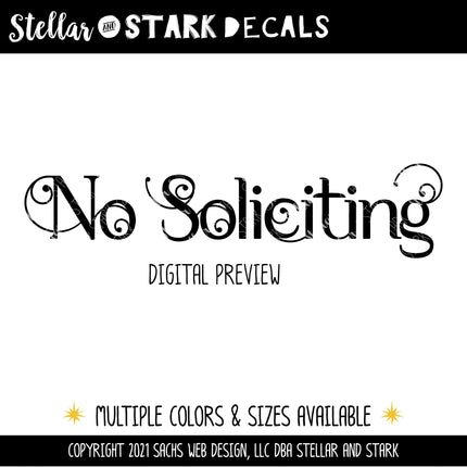 Scrolling No Soliciting Vinyl Decal/Sticker