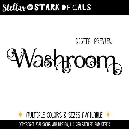 Scrolling Washroom Vinyl Decal/Sticker