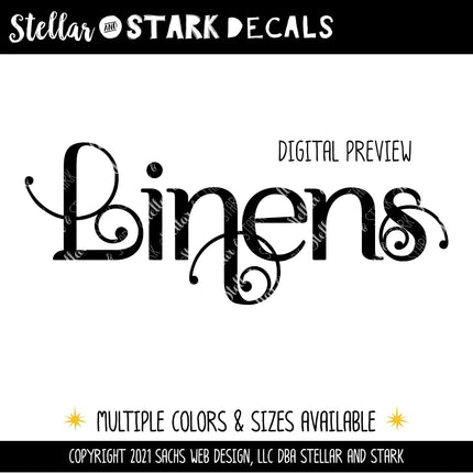 Scrolling Linens Vinyl Decal/Sticker