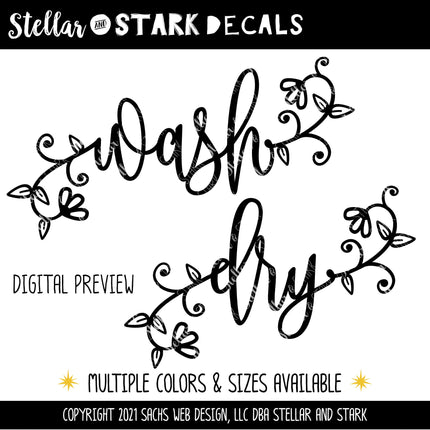 Floral Wash and Dry Vinyl Decal/Sticker Set
