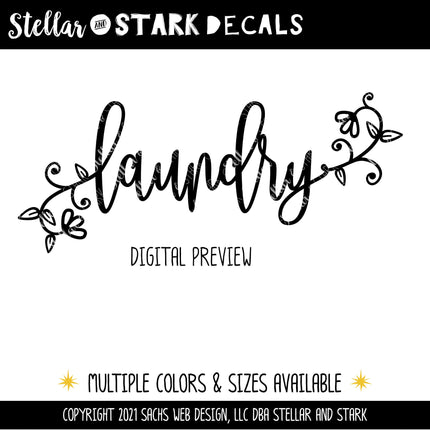 Floral  Laundry Vinyl Decal/Sticker