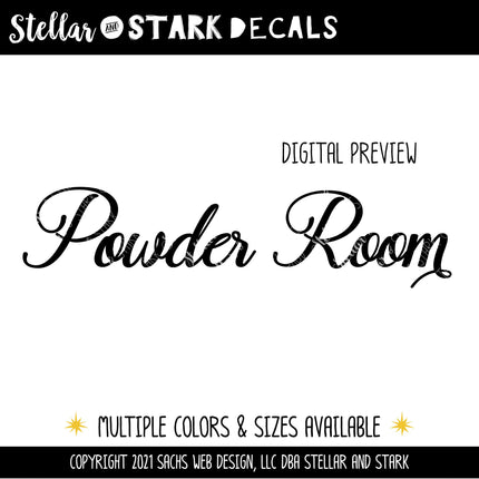 Antique Script Powder Room Vinyl Decal/Sticker