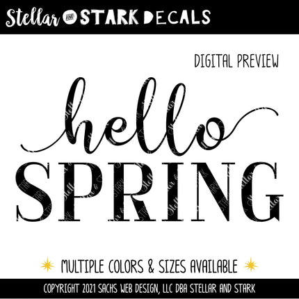 Hello Spring Cursive w/ Tails Vinyl Decal/Sticker