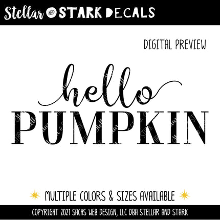 Hello Pumpkin w/Tails Stacked Vinyl Decal/Sticker