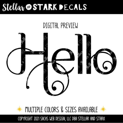 Scrolling Hello Vinyl Decal/Sticker