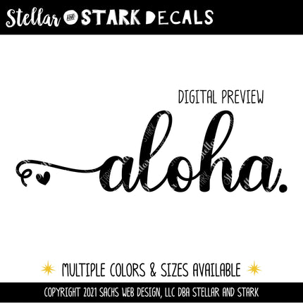 Cursive Aloha Hearts Vinyl Decal/Sticker