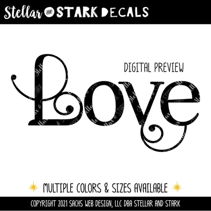 Scrolling Love Vinyl Decal/Sticker