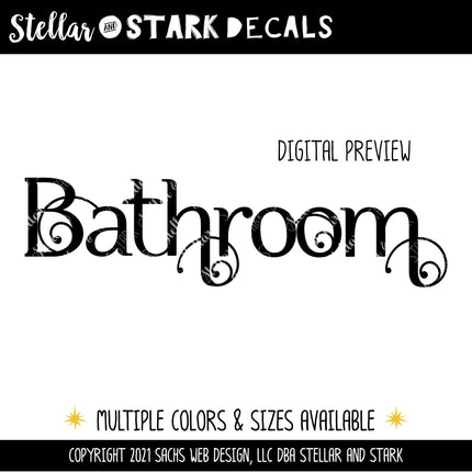 Scrolling Bathroom Vinyl Decal/Sticker