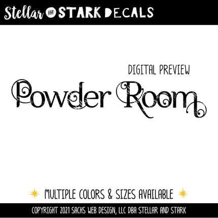 Scrolling Powder Room Vinyl Decal/Sticker