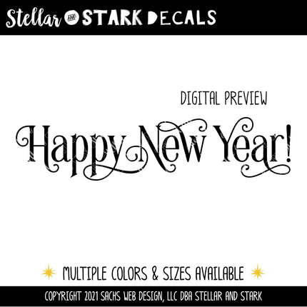 Ornamental Happy New Year Vinyl Decal/Sticker