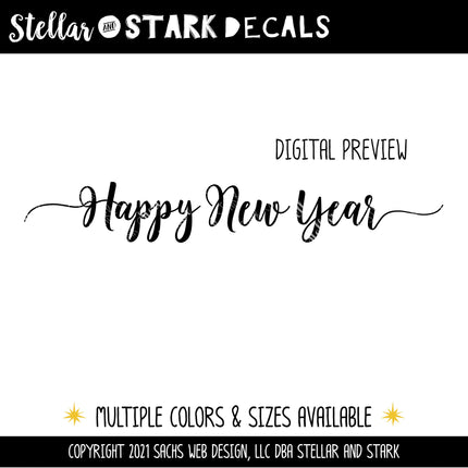 Cursive Happy New Year Vinyl Decal/Sticker