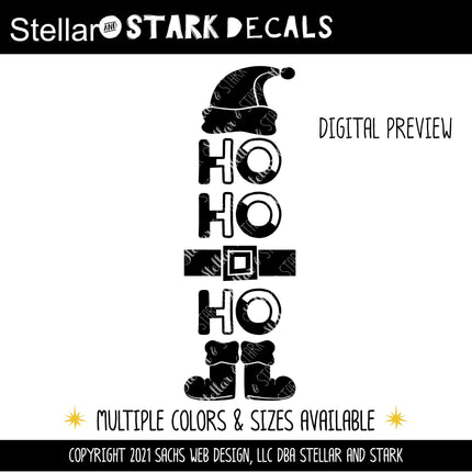 Vertical HO HO HO Santa Vinyl Decal/Sticker