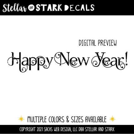 Scrolling Happy New Year Vinyl Decal/Sticker