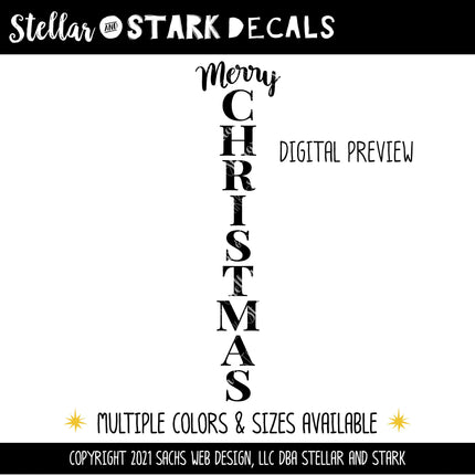 Vertical Merry Christmas Vinyl Decal/Sticker