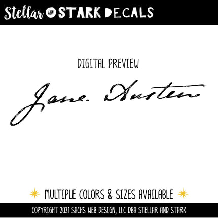 Jane Austen Signature Vinyl Decal/Sticker