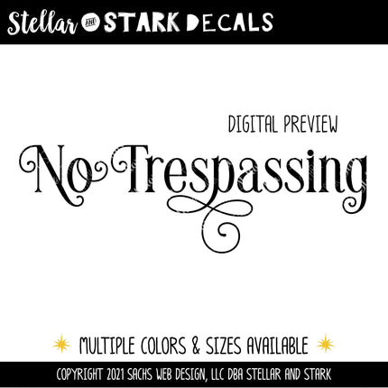 Ornamental No Trespassing Vinyl Decal/Sticker