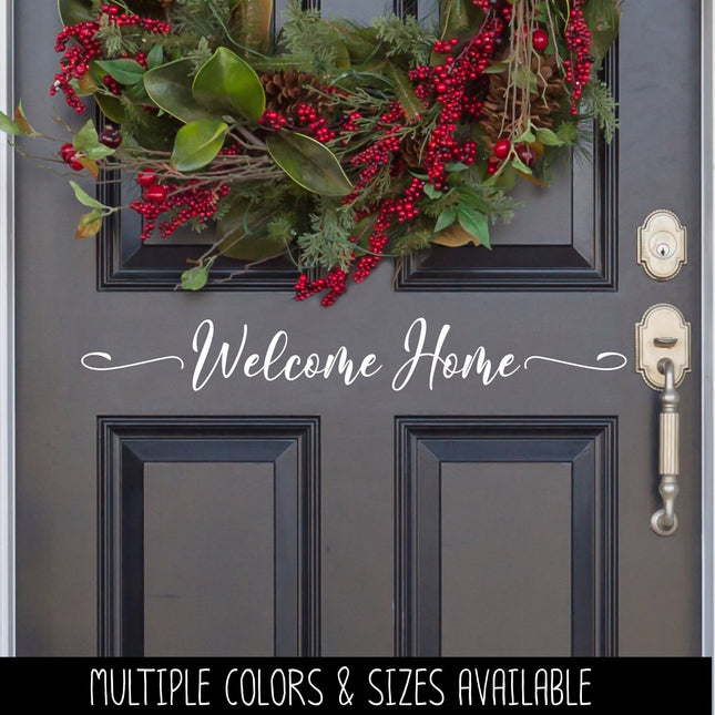 Cursive Welcome with Swirl Home Vinyl Decal/Sticker