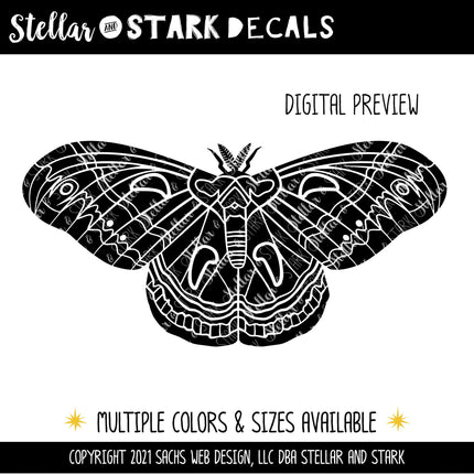 Ornate Moth Vinyl Decal/Sticker