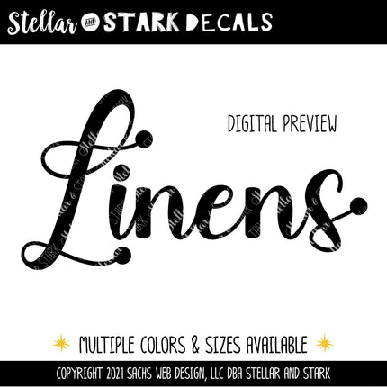 Cursive Linens Vinyl Decal/Sticker