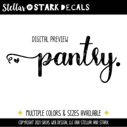 Pantry with Hearts Vinyl Decal/Sticker