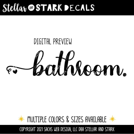 Bathroom with Hearts Vinyl Decal/Sticker