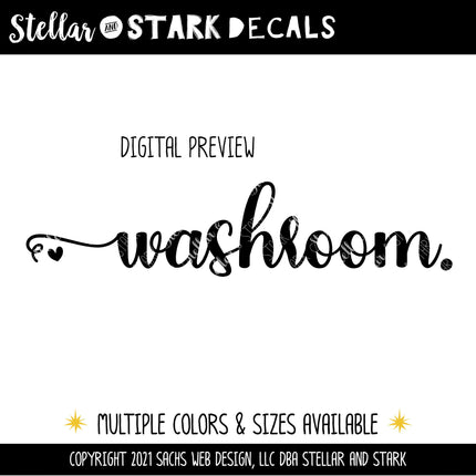Washroom with Heart Vinyl Decal/Sticker