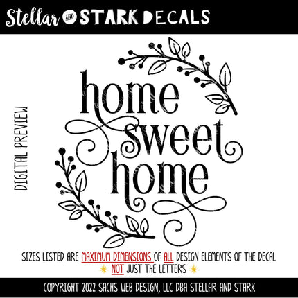 Home Sweet Home Vinyl Decal/Sticker