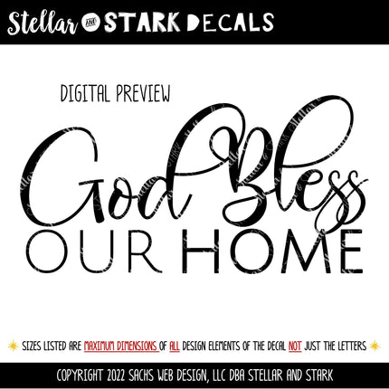 God Bless Our Home Vinyl Decal/Sticker