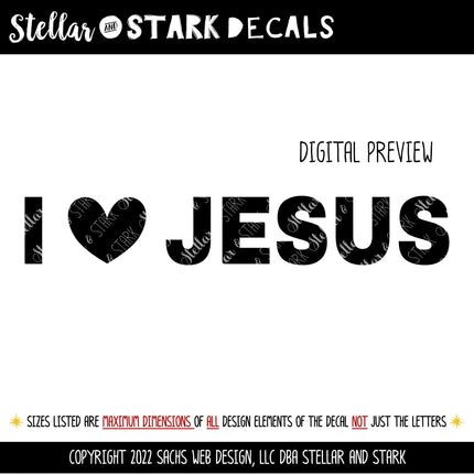 I Love Jesus Vinyl Decal/Sticker