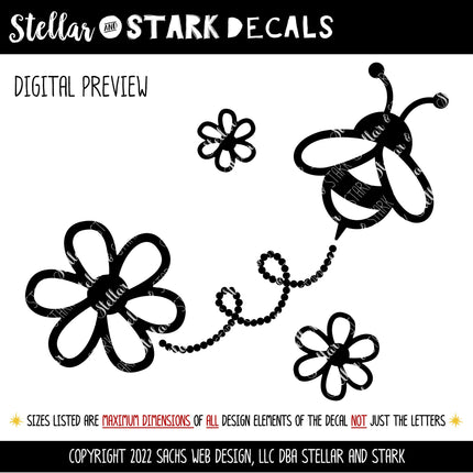 Bee & Daisies Vinyl Decal/Sticker