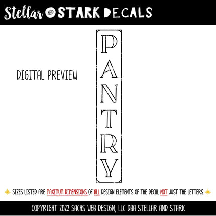 Vertical Pantry Vinyl Decal/Sticker