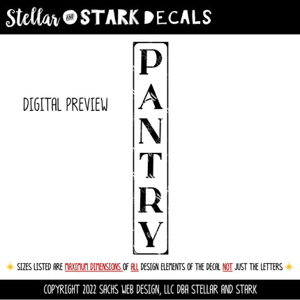Vertical Pantry Vinyl Decal/Sticker