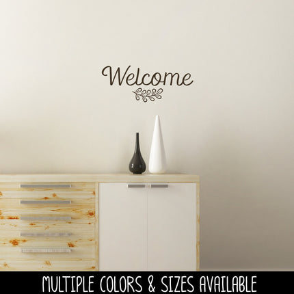 Welcome with Leaves Vinyl Decal/Sticker